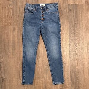 Madewell 9” Mid Rise Button Fly Skinny Crop Jeans